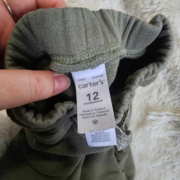 Carter's green dinosaur spikes pull on fleece lines sweatpants infant 12 months - Picture 5 of 5